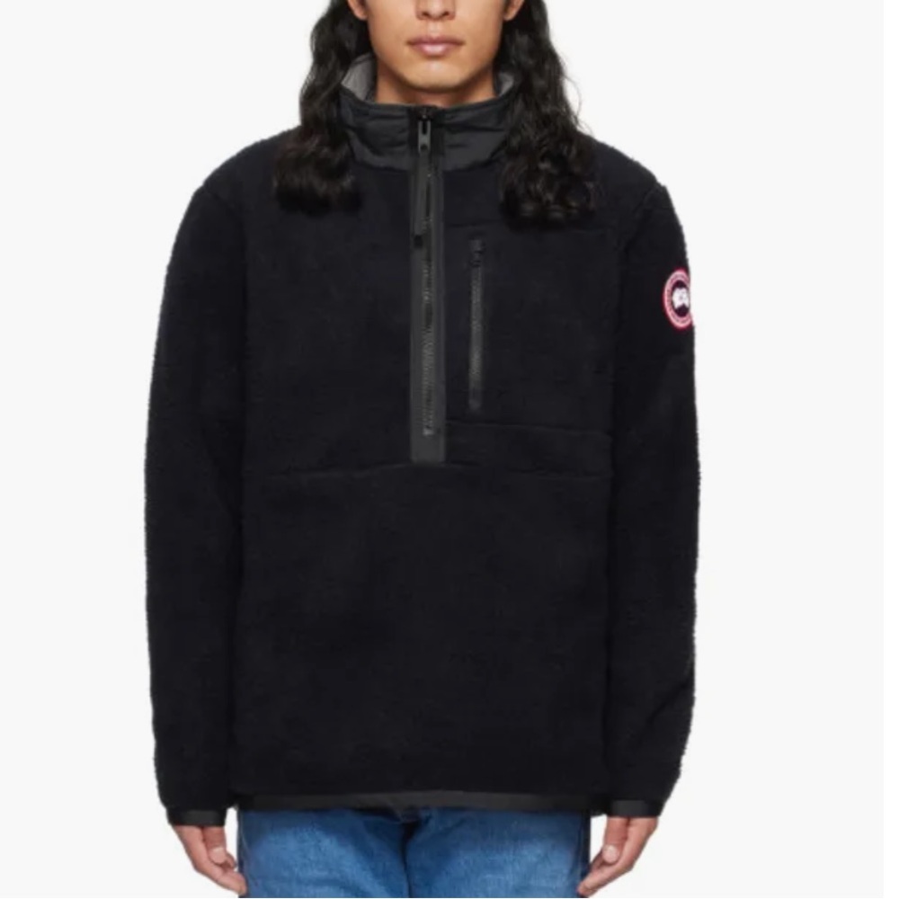 Men Navy Sherpa Fleece Pullover Jacket - (Brand Unspecified)